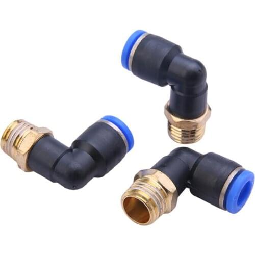 1PC PL4/6/8/10/12 Tube O/D 4mm-12mm Brass Male Thread 1/8" 1/4" 3/8" 1/2" Elbow 90 Degree Push In Fittings Pneumatic Connector