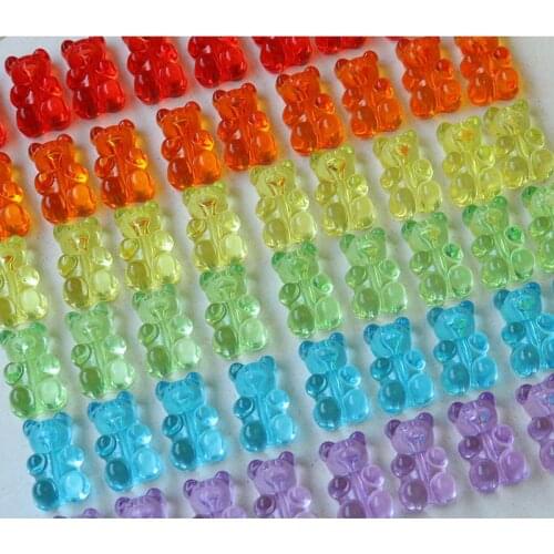 10PCS Jelly Color Transparent Resin Vertical Hole Bear Charms For Earring Pendant Neck DIY Handmade Jewelry Making Accessory