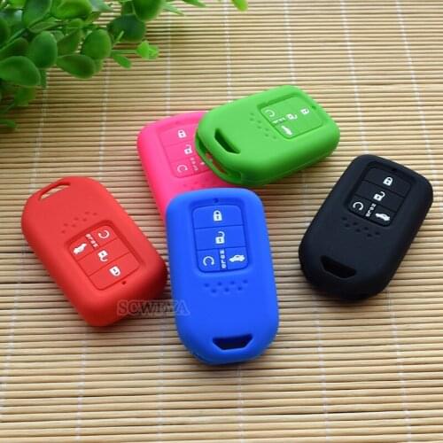 10 units silicone rubber key fob cover case protect for Honda 2015 2016 Pilot Accord Civic Fit Freed 4 button key Remote shell