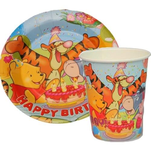 100pcs Winnie the Pooh Tigger Paper Plates and Cups Disposable Cake Pans baby shower birthday party decorations kids