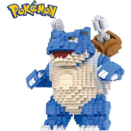 Anime Pokemon 1980PCS+ Blastoise Micro Brick Cartoon Figures Model DIY Mini Building Blocks Toys For Kids Birthday Gift 6607