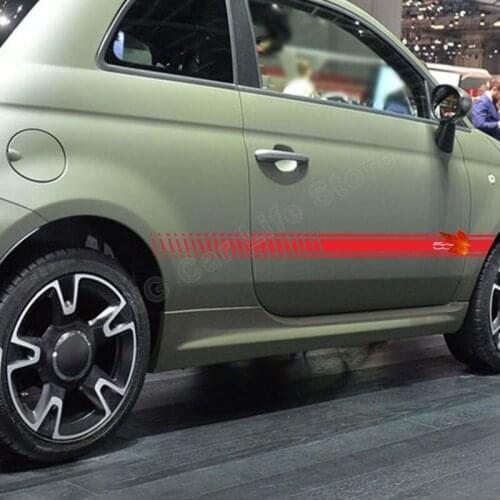 2 Pcs Car Side Stickers for Fiat 500S 500X Car Sports Long Styling Skirt Sticker Vinyl Film Decals Auto Accessories