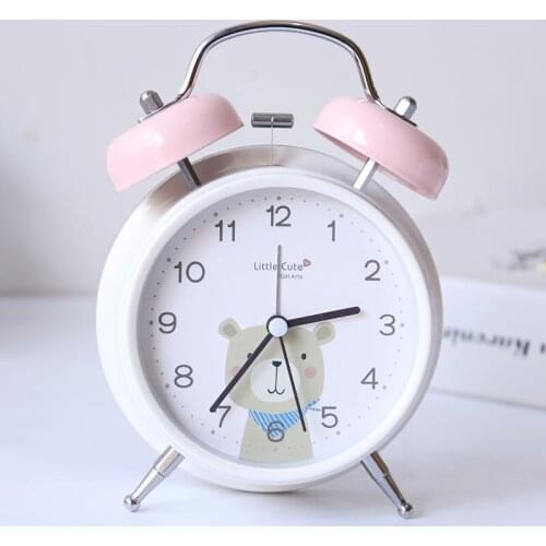 4 Inch Children Cartoon Bear Alarm Clocks Student Personal Mute Metal Making Table Alarm Clocks Kids Christmas Gift