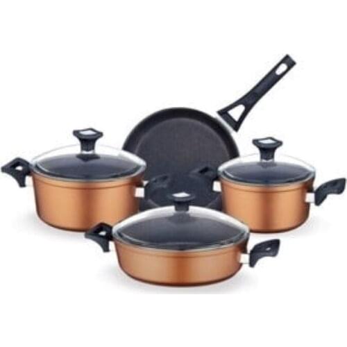 Madam Coco 7 PCS Brown&Black Granit non stick adorable stylish cookware set