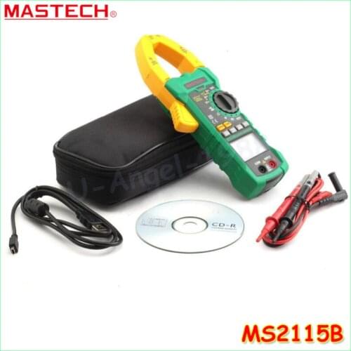 1pcs MASTECH MS2115B True RMS Digital Clamp Meter Multimeter DC AC Voltage Current Ohm Capacitance Frequency Tester with USB
