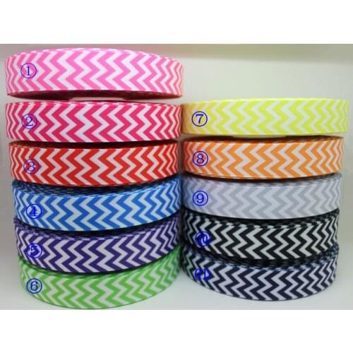 DHK 7/8'' 11 colors mixed chevron printed grosgrain ribbon hairbow diy party decoration OEM Wholesale 22mm E1107