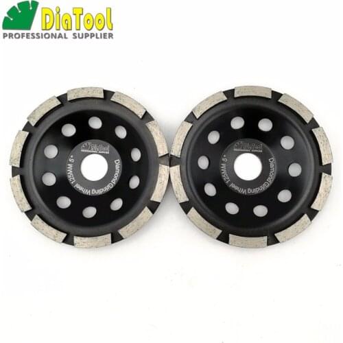 DIATOOL 2pcs 5" Diamond Grinding Disc 125mm Single Row Cup Wheel For Abrasive Material #30/40 Coarse Fast Working