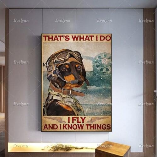 ThatS What I Do I Fly And I Know Things Dachshund Poster, Retro Dog Art, Print Wall Art, Dog Wall Print,Dachshund Lovers Gift