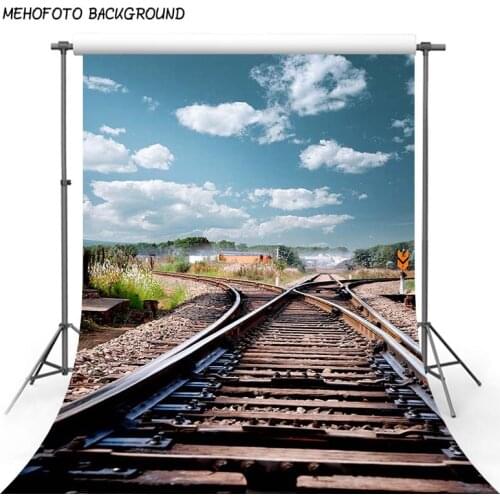 Photo Background Wild Wood Train Backdrop for Photography Backdrop Blue Sky White Clounds Photo Studio Props for Baby Wedding