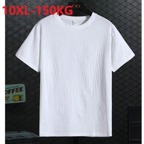 Summer men Chinese style t shirts short sleeve tang suit cotton linen tees large size 8XL 9XL 10XL loose simple black fat tops