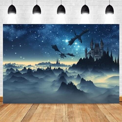 Halloween Backdrop Castle Bat Mountain Starry Sky Photography Background Vinyl Photocall Photozone Photo Studio Photophone Decor
