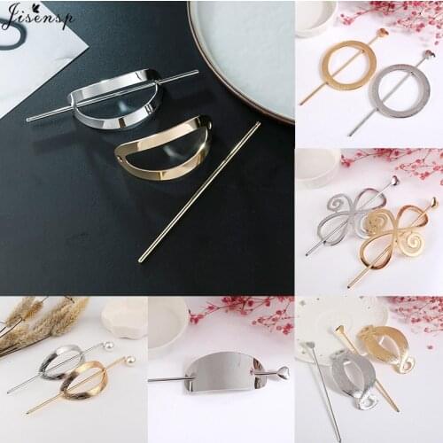 Jisensp Ladies Geometric Hollow Oval Pierced Hair Clip Cute Metallic Slide Comb Hairpin Shawl Pin Brooch Styling Ponytail