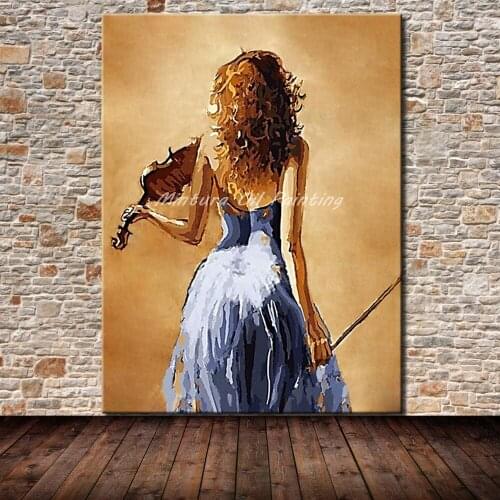 Mintura Oil Painting Frameless Pictures Play The Violin Hand Painted Wall Art Canvas Oil Paintings Home Decor For Living Room