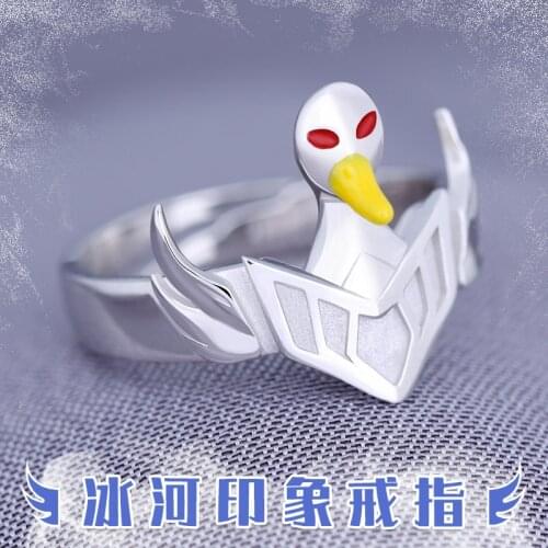 Anime Saint Seiya Hyoga Cosplay S925 Silver Finger Ring Adjustable Men Women Take Photo Props Jewelry Accessories Xmas Gifts