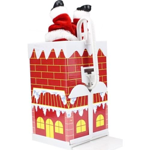 Santa Claus Climbing Chimney Doll Electric Toy With Music Children Kids Christmas Gifts Christmas New Year Decorations for Home