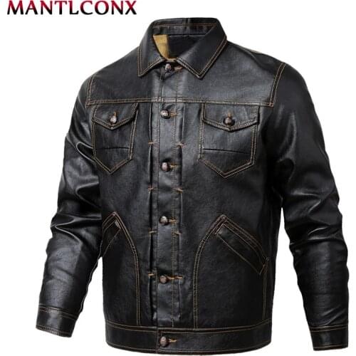 MANTLCONX Thicken Fleece Mens PU Jacket Leather Coat Winter Autumn Motorcycle Biker Leather Jackets Male Thick Jacket Coats 5XL