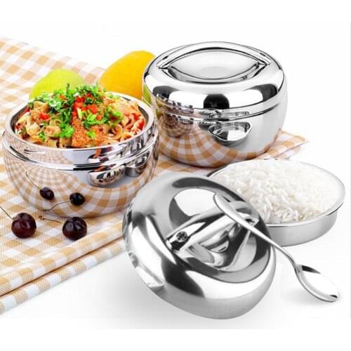High Quality Stainless Steel Round Lunch Box Food Storage Containers For Hot Food With Thermal Insulation Bento Box Picnic 2021