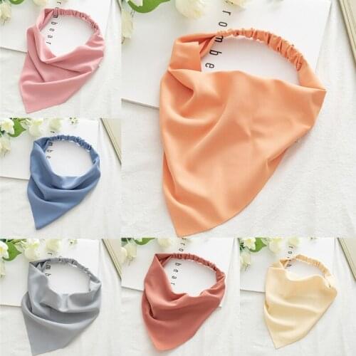 Macaron Solid Candy Color Elastic Hair Scarf Headband Women Girls Triangle Head Kerchief Turban Boho Bandana Headwrap