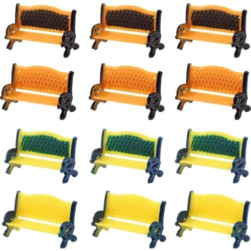 12pcs Model Train Platform Park Street Seats Bench Chair Settee 1:87 HO Scale ZY35087 courtyard chairs railway modeling