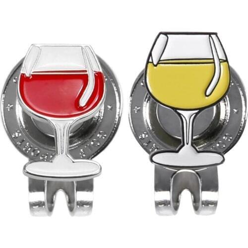 Mounchain Golf Ball Markers Red / Yellow Wine Glass Markings Assorted Patterns Golf Cap Clip