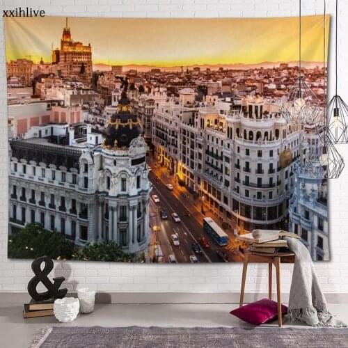 Wall Tapestry Building Madrid Background Decorative Wall Hanging For Living Room Bedroom Dorm Room Home Decor 70x95cm,100x150cm