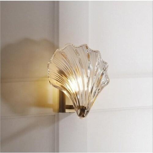 Shell wall lamp post-modern luxury bedroom bedside simple creative personality designer copper wall lamp