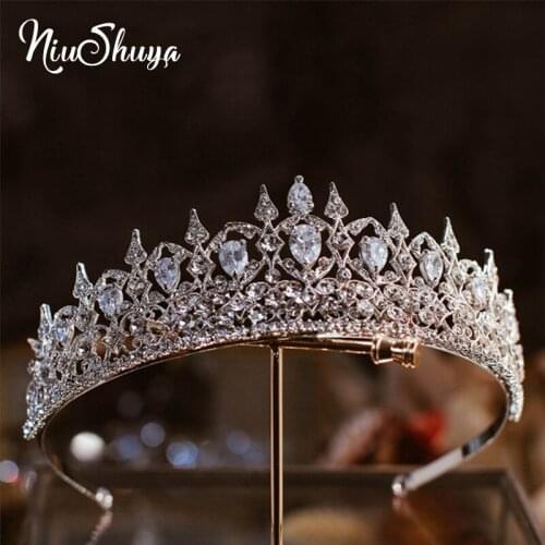 NiuShuya Elegance Tiaras Crowns CZ Zirconia Princess Pageant Engagement Headband Wedding Evening Dress Bridal Hair Accessories
