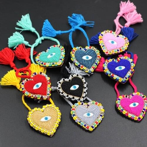 New fashion inlaid colorful rice beads heart-shaped luxury ethnic style bracelet ladies party travel gift hand jewelry 847