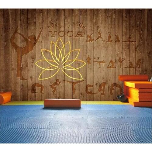 Beibehang Custom wallpaper 3d mural European fitness sports yoga leisure club wood grain tooling wall papers home decor 3d mural
