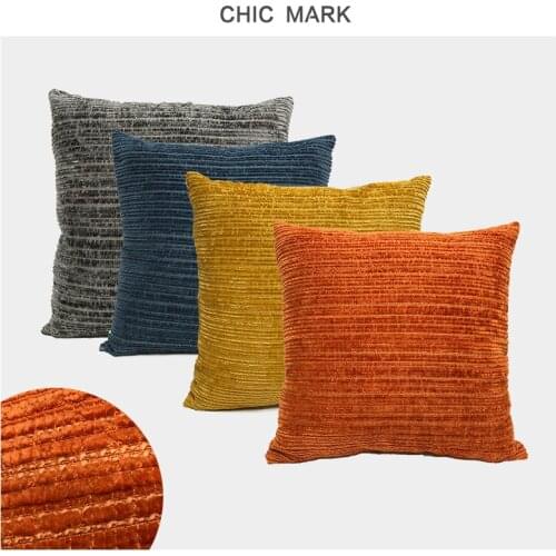 Solid Color Chenille Stripe Cushion Cover Hot Multicolor Sofa Bedroom Throw Pillow Case Home Decor 45*45cm 18*18inch