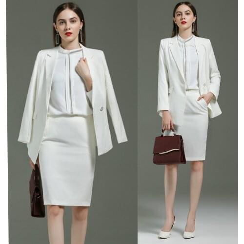 Wholesale professional womens set office clothing autumn and winter hotel front desk white EuropeanAmerican large code work