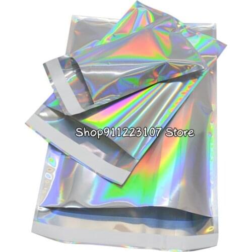 Wholesale Laser Self Sealing Plastic Envelopes Mailing Storage Bags Holographic Gift Jewelry Poly Adhesive Courier Packaging Bag