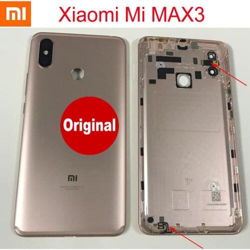 Original For Xiaomi Mi MAX 3 Battery Cover Rear Door Back Housing Case MAX3 LID Chassis with Power buttons and camera lens flash