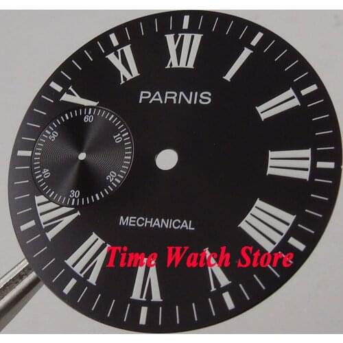 Parnis 38.9mm black dial white marks Fit for mechanical ETA 6497 Movement watch dial D102