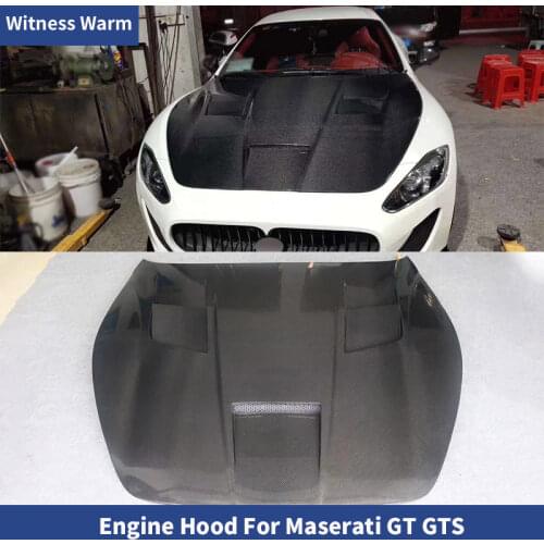 Carbon fiber Front engine bonnet for Maserati GT/GTS/GC Unpainted FRP engine Hood covers for Maserati Gran Turismo 2008-2015