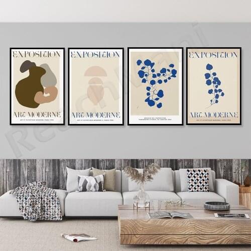 Plant Exhibition Poster-Abstract Floral Neutral Wall Art, Abstract Exhibition Poster, French Typographic Printing, French Museum