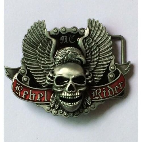 Distribute Original Eagle Smiling skull Belt Buckle JF-BY307 suitable for 4cm wideth belt with continous stock free shipping