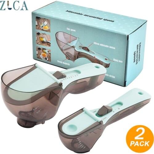 ZLCA Adjustable Measuring Cups Multi-functional Spoons Sets with Scale Measuring Scoop Precise For Cooking 5ml To 30ml Kitchen