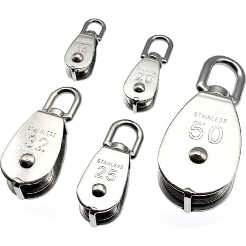 Stainless Steel Pulley M15/M20 M25 M32 M50 Single Wheel Swivel Lifting Rope Pulley Set Lifting Wheel Tools