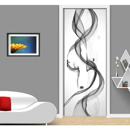 Modern Abstract Ink Painting Creative Art Mural Living Room Bedroom Door Mural Wallpaper PVC Waterproof Self-adhesive Wallpaper