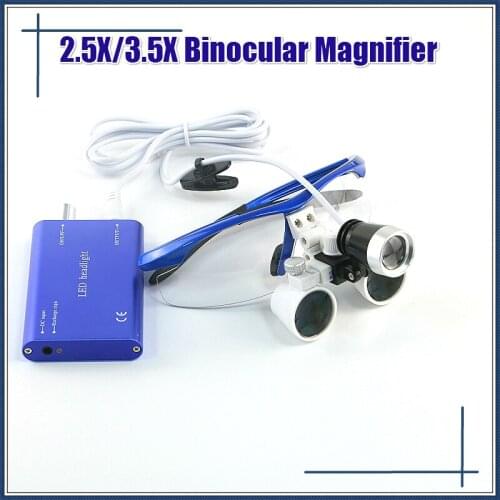 2.5X/3.5X Metal Box Dental Loupe Magnifier Binocular Magnifier Surgery Surgical Medical Operation Loupe Spotlight Head Light
