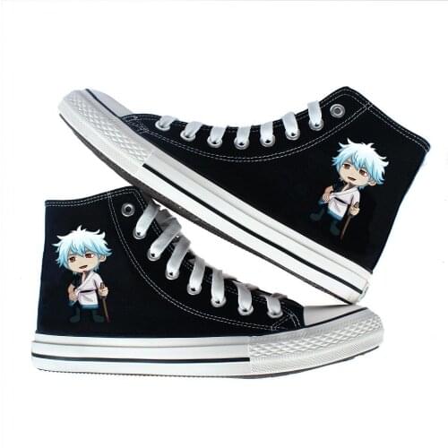 Unisex Anime GINTAMA Sakata Gintoki Casual Ankle Canvas Shoes Preppy Student plimsolls duck shoes Sneakers
