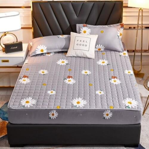 Thicken Quilted Mattress Cover King Queen Quilted Bed Fitted Bed Sheet Anti-Bacteria Mattress Topper Air-Permeable Bed Pad