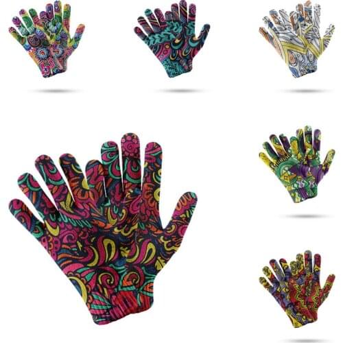 Touch Screen Knitted Gloves Punk Graffiti Warm Compression Mittens Guantes Winter Plush Mitten Women Cycling Solid Glove