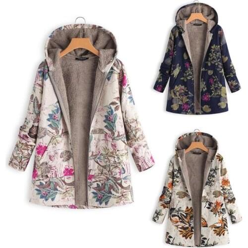 Women Long Sleeve Hooded Coat Zipper Casual Jacket Fleece Parkas Plus Size Autumn Winter Warm Vintage Thicken Female Overcoat