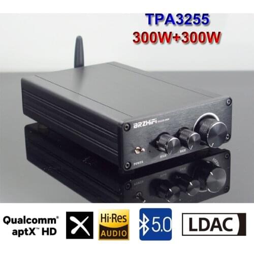 2*300W High Power Amplifier TPA3255 2.0 Channel APTX-HD LDAC Bluetooth 5.0 PCM5102A Hifi Stereo Class D Audio Music Digital Amp