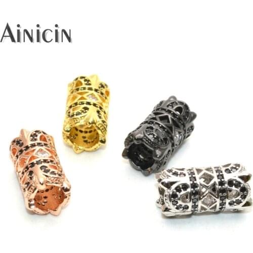 Rhinestone Crystal Setting Hollow Out Big Hole Tube Connectors Gold Silver Gun Metal Pipe Connections For Bracelet Making 30pcs