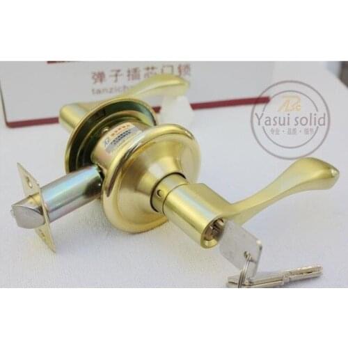 5 Sets Privacy Brush Gold Lever Handle Door Lock lockset (Right open) FOR RIGHT OPEN