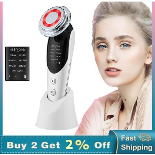 7 in 1 RF&EMS Micro Current Lifting Device Vibration LED Face Skin Rejuvenation Wrinkle Remover Anti-Aging Facial Beauty Device