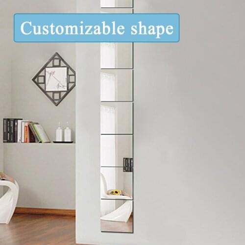 9pcs 2021 New Home gifts Square Mirror Wall Sticker Modern Tile Mirror Wall Sticker Self-adhesive Room Decoration
